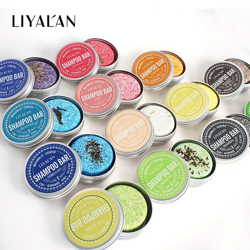 Ảnh Xà phòng gội đầu LIYALAN chăm sóc tóc dạng rắn thuần chay từ thảo dược thiên nhiên trong hộp thiếc 55g 1