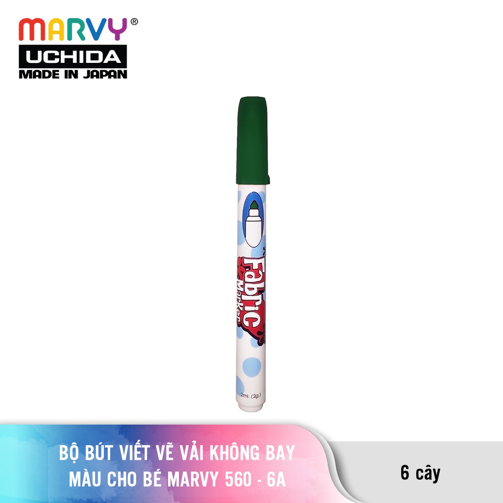 Ảnh Bộ 6 cây Bút Vẽ Vải Không Bay Màu Cho Bé Marvy Uchida 560 - 6A ( màu cơ bản) 3