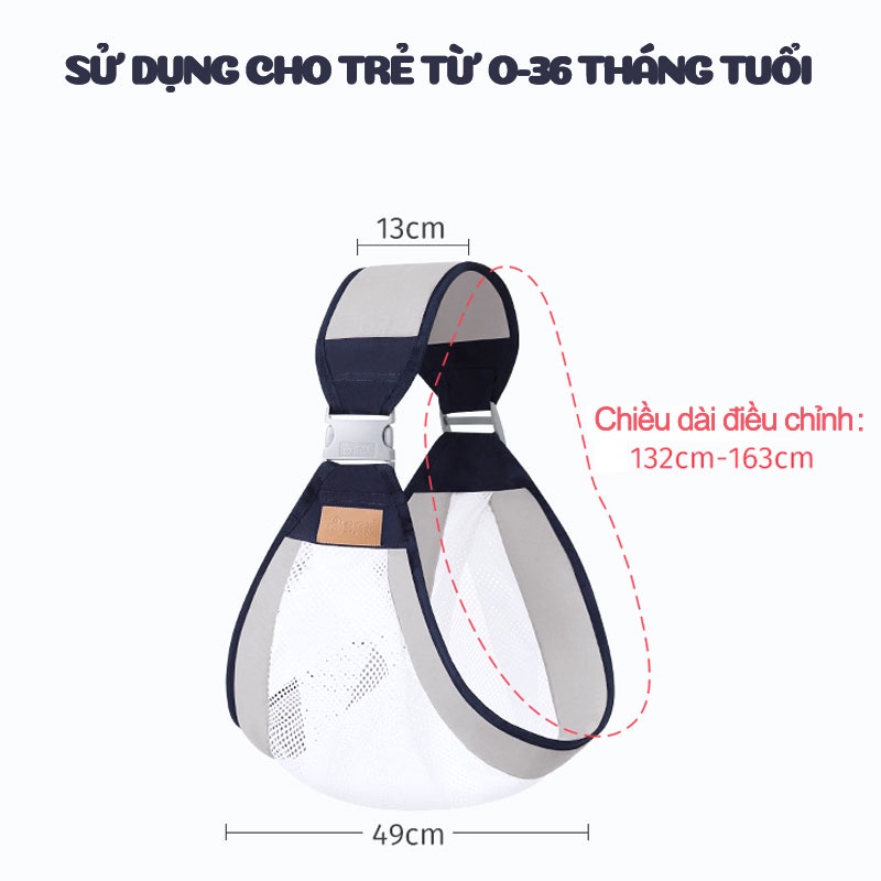 Địu trẻ em địu cho bé sơ sinh nhiều tư thế vải lưới mềm mát gọn nhẹ dễ dàng sử dụng mesocshop