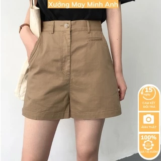 QUẦN SOOC NỮ KAKI LƯNG CAO TÚI MỔ PHONG CÁCH HÀN QUỐC TRẺ TRUNG MA088