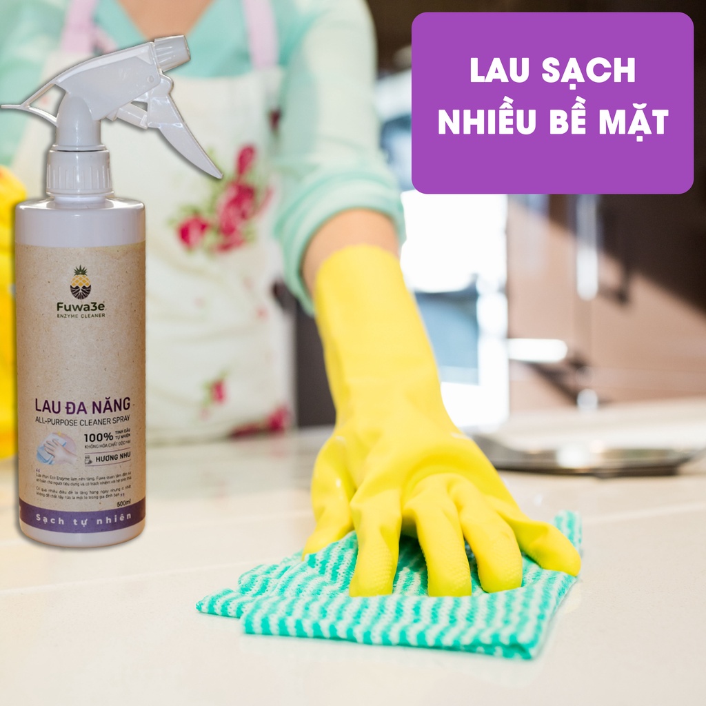 Nước giặt, rửa chén, lau sàn, vệ sinh bồn cầu, tẩy đa năng hữu cơ Fuwa3e, không nhớt sạch bóng, hương thơm tự nhiên