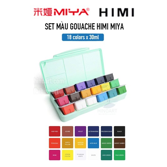 Màu Gouache HiMi dạng thạch bộ 18/24 màu