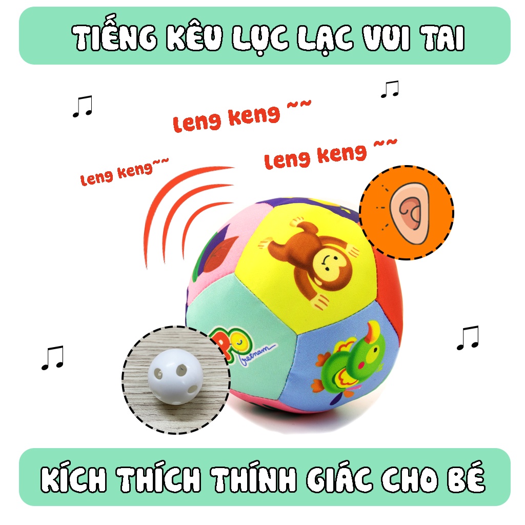 Ảnh Bóng vải PiPoVietnam - Đồ chơi cho bé bóng vải gắn lục lạc luyện cầm nắm an toàn cho trẻ sơ sinh 3