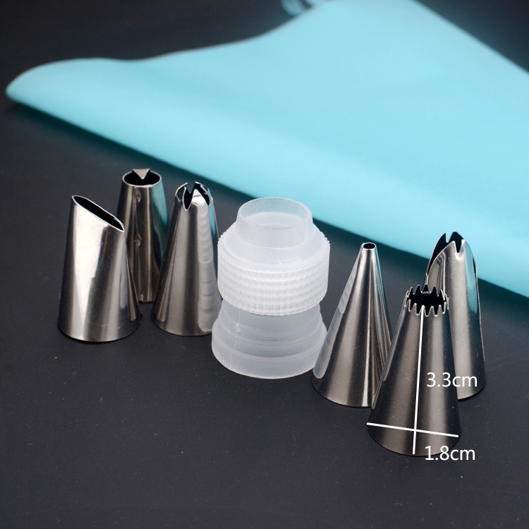 Bộ 8 Chi Tiết Túi Bắt Bông Kem 6 Đầu Bắt Bông Kem Bằng Thép Không Gỉ