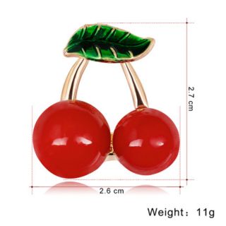 Cài áo trái cherry đỏ đậm