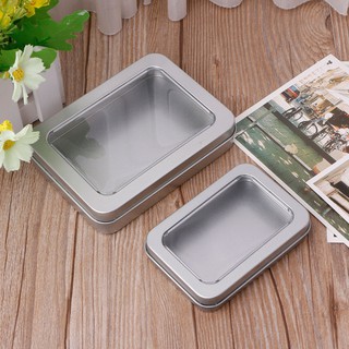 Hộp thiếc đựng đồ có nắp cửa sổ tiện dụng