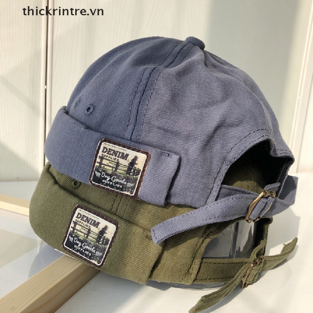 [Mới] Fold Skullcap Retro Nam Thủy Thủ Nữ Cuộn Ấm Còng Xô Mũ Không Vành