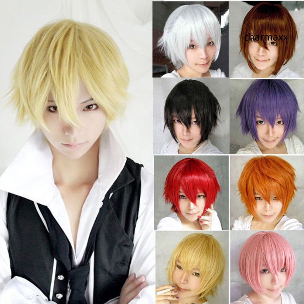 Cxjf Nam Nữ Nhiều Màu Tóc Ngắn Thẳng Full Tóc Giả Cho Anime Đảng Cosplay