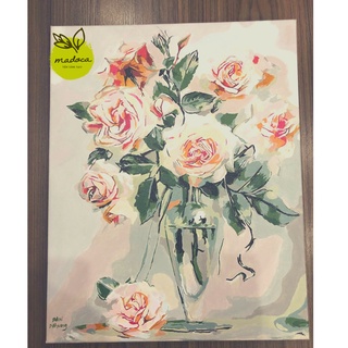 Tranh tô màu số hóa Madoca có khung 40x50cm Hoa hồng cam T171