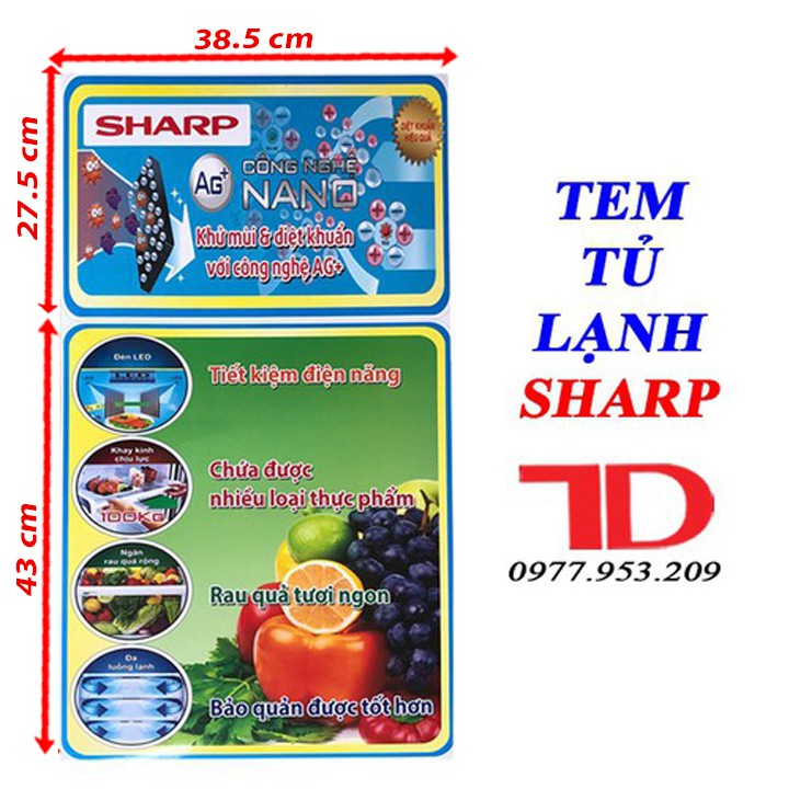 Miếng dán tủ lạnh SHARP, tem trang trí tủ lạnh SHARP | Shopee Việt Nam
