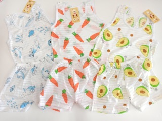 (SALE SỐC HÀNG LOẠI 1) Bộ cotton giấy thông hơi cho bé với đủ hình thù đáng yêu - Bộ ba lỗ trẻ em sợi tre
