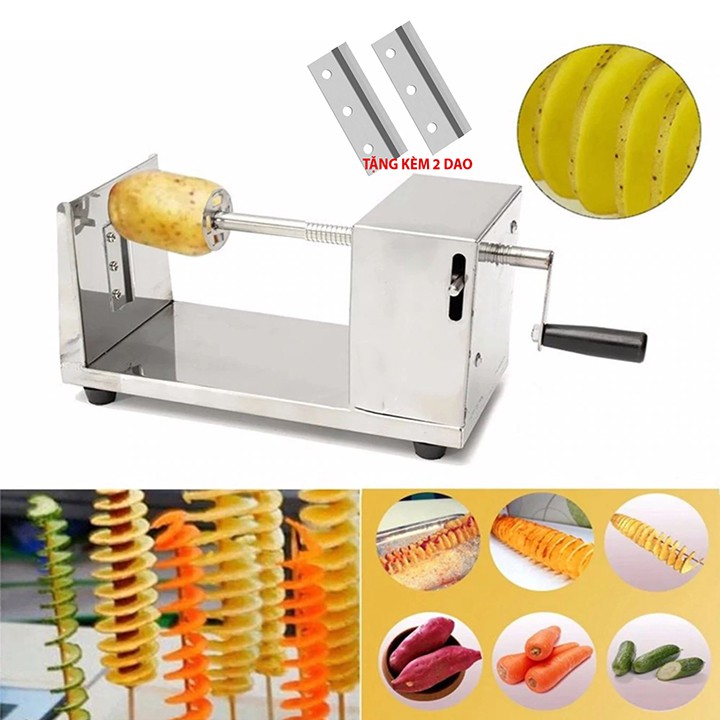 Máy cắt khoai tây lốc xoáy chất liệu inox không gỉ, dễ vệ sinh