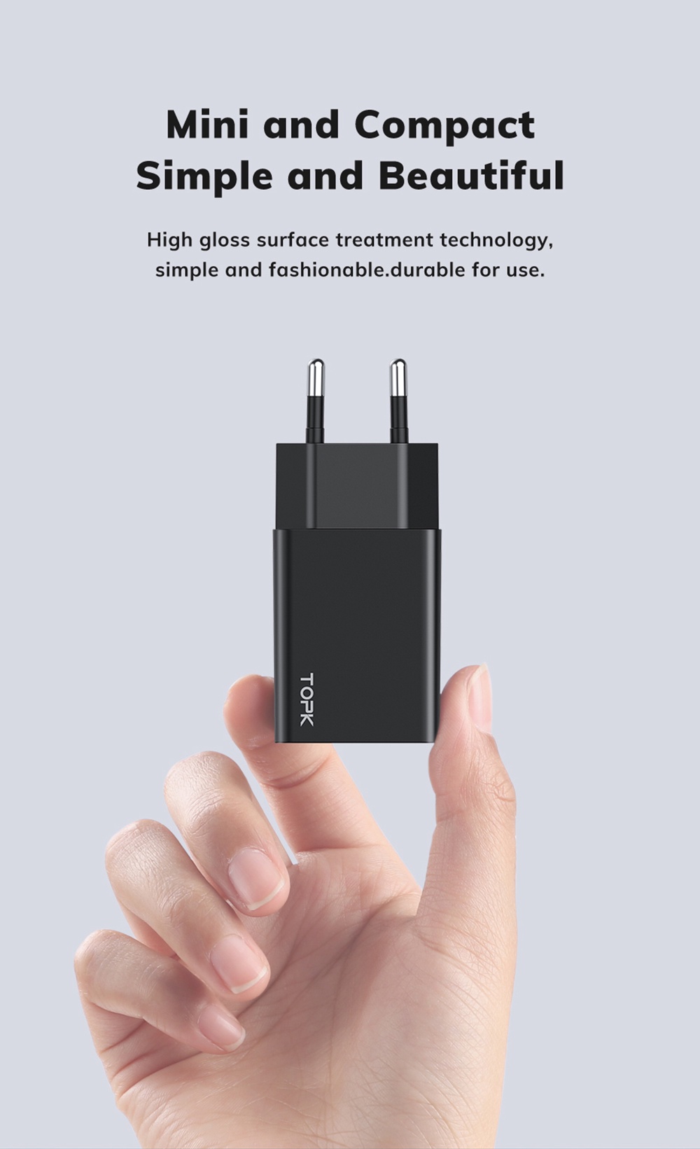 Mô tả Đầu sạc TOPK B25 10W 5V 2.1A MINI USB cho điện thoại - 2