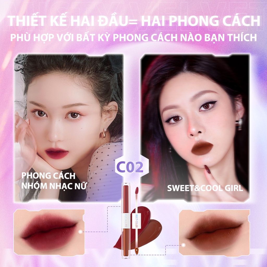 Ảnh Son môi dạng lỏng FOCALLURE 2.4g 2 trong 1 siêu nhẹ chống nứt nẻ 4