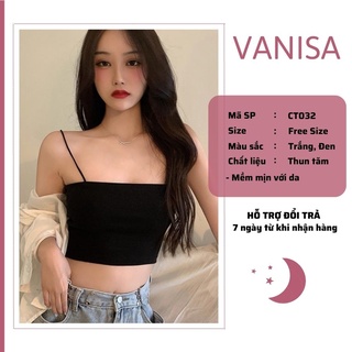 Áo croptop 2 dây nữ trễ vai bigsize kiểu ôm trắng đen siêu xinh đẹp giá rẻ VANISA CT032