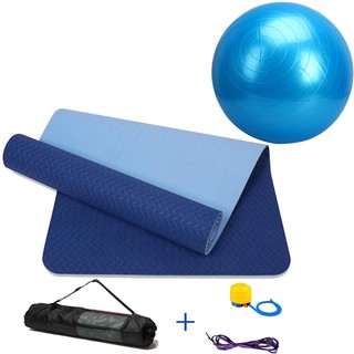 Bộ Thảm Tập Yoga TPE 6mm 2 Lớp + Bóng Tập Yoga Da Trơn Cao Cấp Chính Hãng Đại Nam Sport