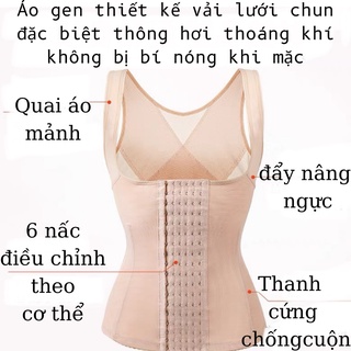 Áo gen định hình nịt bụng có khóa cài 6 nấc điều chỉnh khóa cài (đủ size, có Clip)