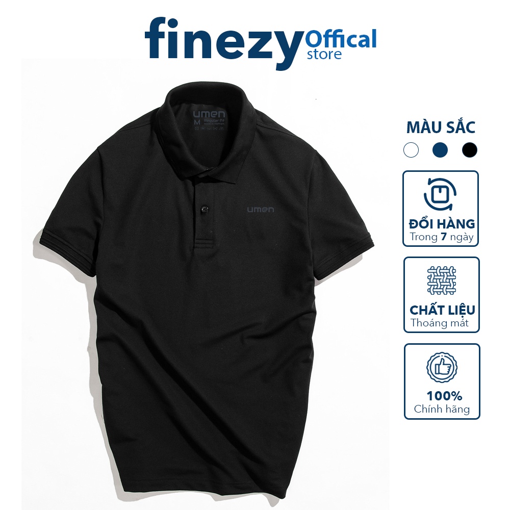 Áo Polo nam Finezy màu đen vải cá sấu co giãn 4 chiều, xuất xịn chuẩn size logo UMEN