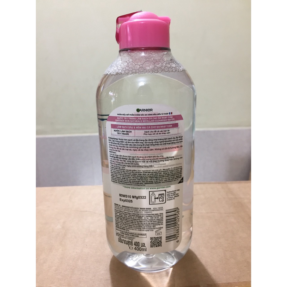 Ảnh Nước Tẩy Trang, Làm Sạch Cho Mọi Loại Da Garnier Micellar Cleansing Water 400ml 2