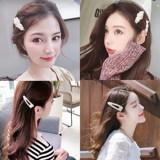 Kẹp tóc ngọc trai phong cách Hàn Quốc siêu đáng yêu - Hàng loại 1