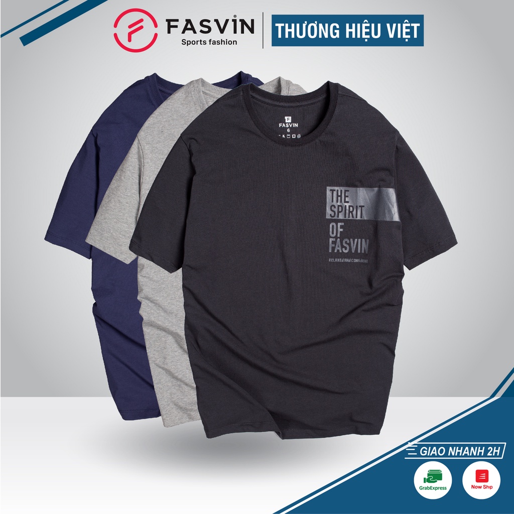 Áo phông BIGSIZE nam Fasvin TS20149.HN vải cotton chun co giãn mềm mát cỡ đại cho người từ 80-100 kg