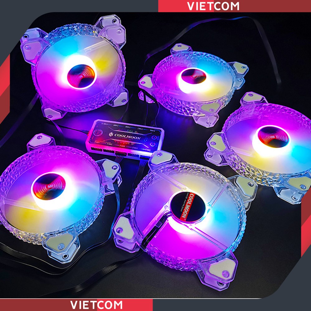 Quạt Tản Nhiệt Coolmoon, Fan Led RGB Coolmoon, Bộ Hub Coolmoon + điều ...