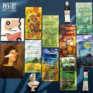 Giấy note vintage set 90 tờ ghi chú dấu trang phong cách VanGogh 8 mẫu HD240-K76 trang trí bullet journal DIY scrapbook