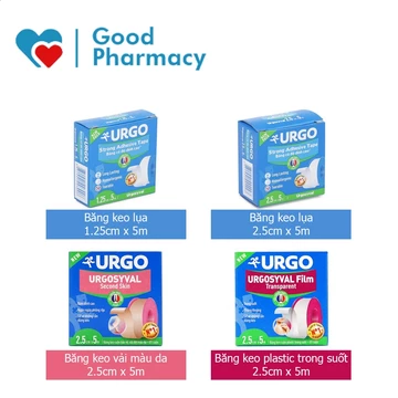 Băng keo cuộn y tế Urgosyval (Lụa, vải, trong suốt) dùng cố định băng gạc, thiết bị y tế, catheter, dễ xé