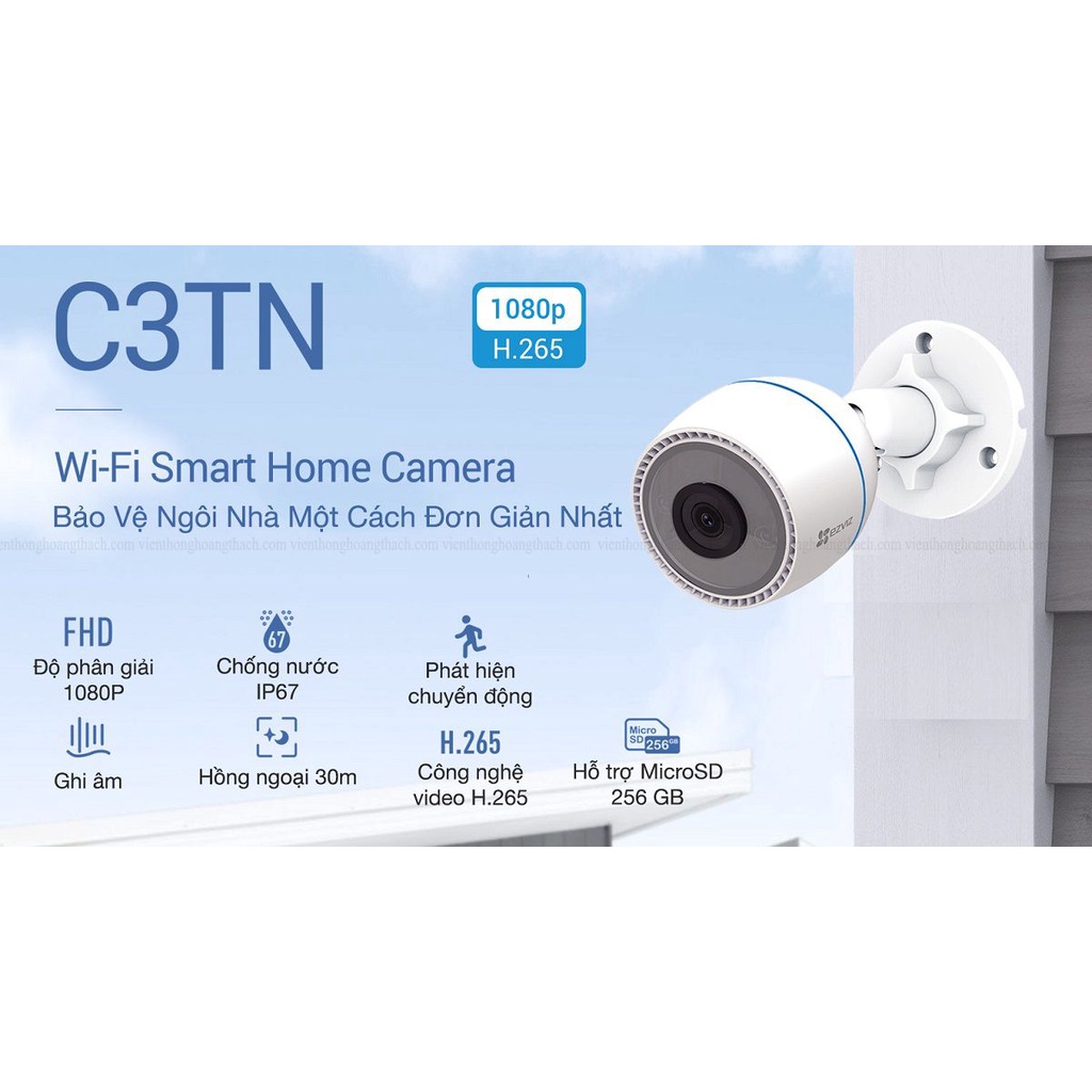 Ảnh camera ip wifi ngoài trời ezviz c3tn / h3c Full HD 1080p 2.0M có mic thu âm BH 2 năm 2