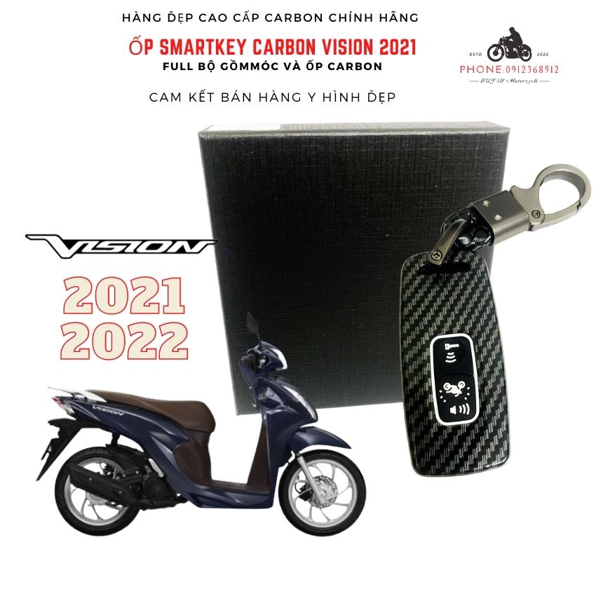 Ốp Carbon Chìa Smartkey vision 2021, vision 2022 ( 2 nút carbon ...