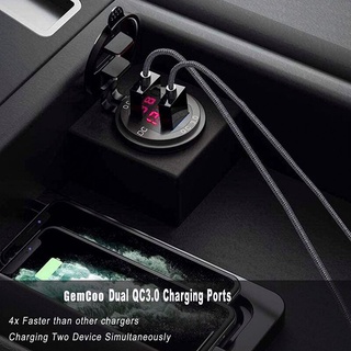 QC 3.0 Ổ Cắm Sạc Xe Hơi USB Kép Có Cáp Chống Thấm Nước Sạc Nhanh Ổ Cắm Điện Cho Xe Máy 12V-24V Thuyền Biển Xe Tải ATV