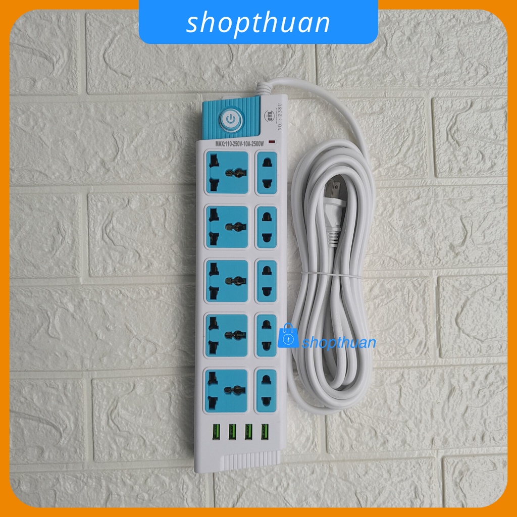 Ổ cắm điện CYX 238U công suất 2500W dây dài 5 mét,4 cổng USB, có công ...