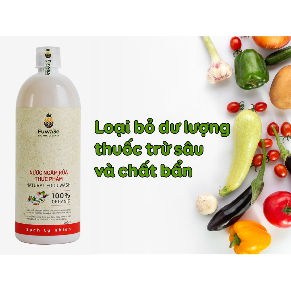 Combo 2 chai Nước ngâm rửa rau củ Fuwa3e PHẢN ỨNG NHANH TRIỆU LẦN loại bỏ th uốc BVTV chất bẩn 99%