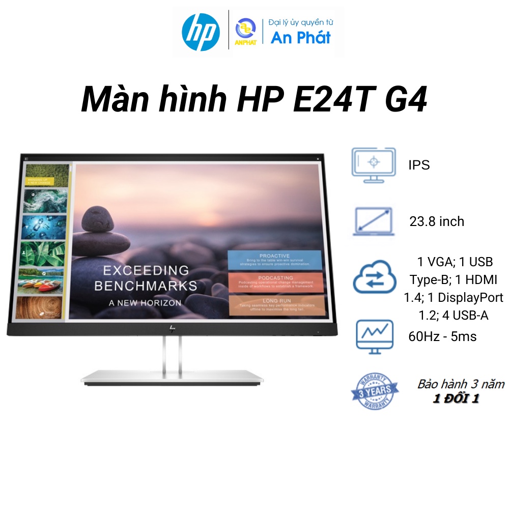 [Mã ELHPPK giảm 10% đơn 500K] Màn hình HP E24T G4 23.8 inch FHD IPS 9VH85AA - Cảm ứng ( Bảo hành 36 tháng )