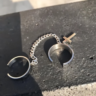 Set nhẫn hình thánh giá phối dây xích phong cách hiphop thời trang cho nam nữ