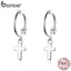 Khuyên tai BAMOER SCE547 hình thánh giá bằng bạc 925 thời trang cho nữ