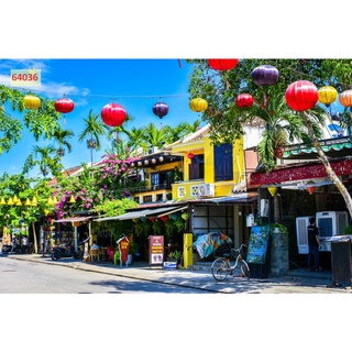 Tranh 3D phong cảnh cánh đồng hoa thơ mộng, bãi cỏ xanh bát ngát, cây thông đỏ đẹp