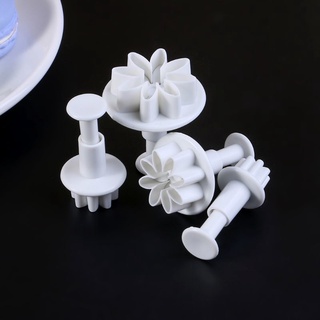Comereally 4 Khuôn Bánh Nhựa Daisy Bộ Dụng Cụ Cắt Bánh Quy Sô Cô La Fondant Trang Trí Dụng Cụ