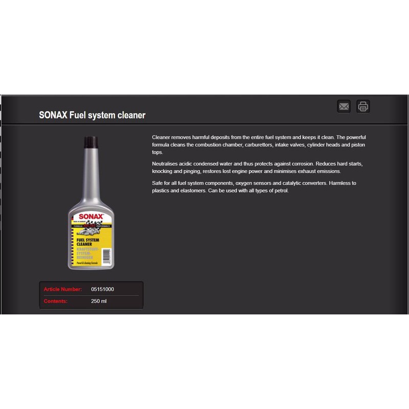 Phụ gia làm sạch hệ thống xăng Sonax Fuel System Cleaner 250ml Shopee