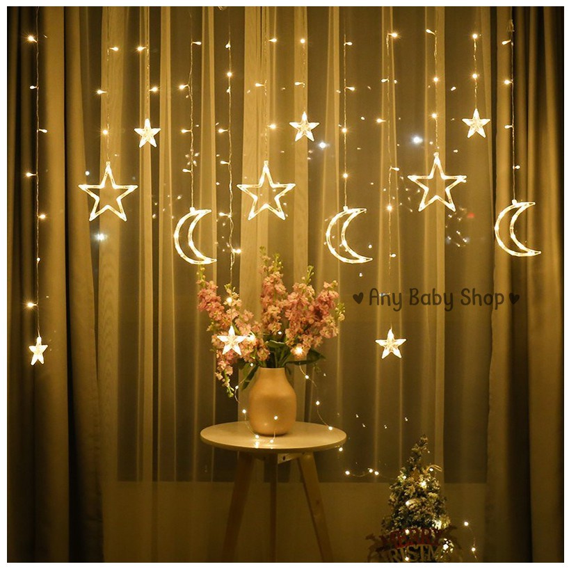 Dây đèn led nháy rèm trăng sao trang trí ngoài trời (cắm điện) | Shopee ...