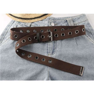 Thắt lưng vải canvas Broobelt một hàng lỗ màu nâu đen, dây nịt dù unisex ulzzang cho nam nữ