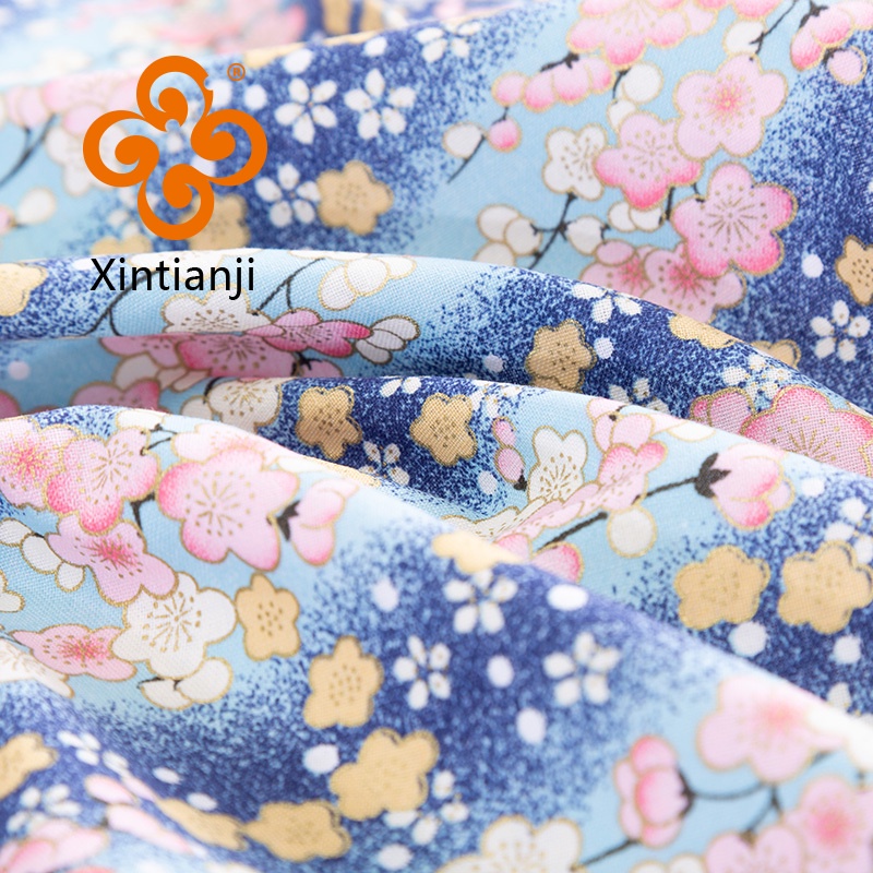 Vải cotton in hình phong cách Nhật Bản để may vá, váy DIY, TJ1023.