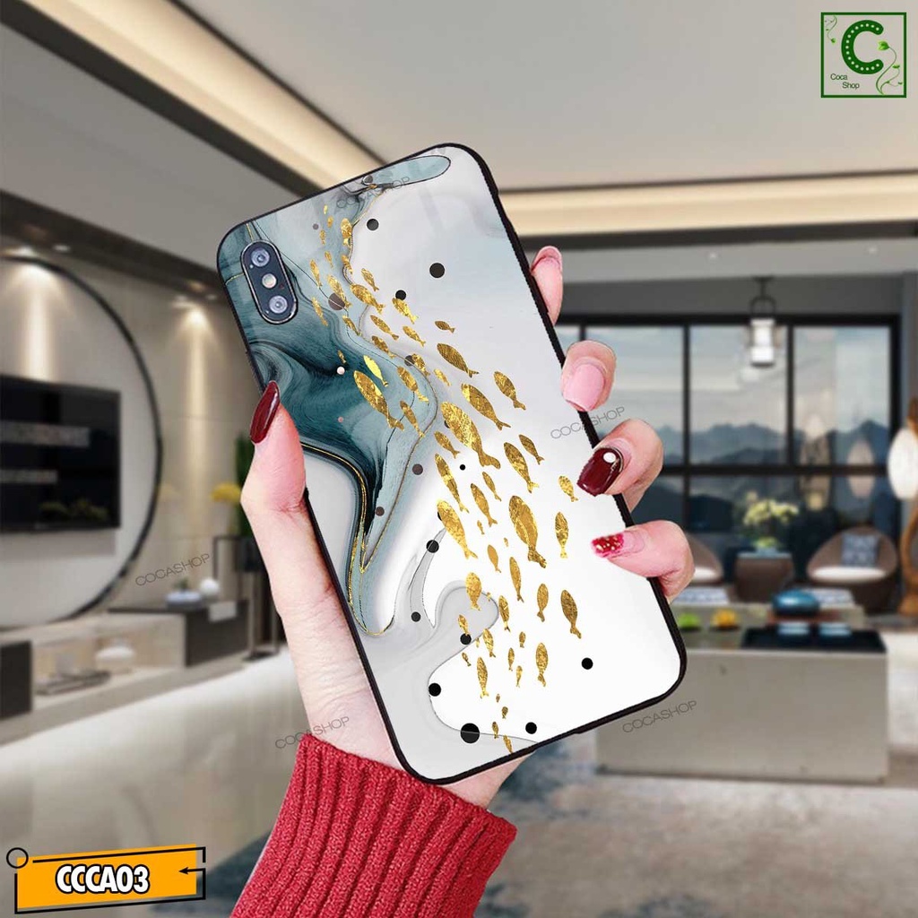 Ốp lưng iphone mặt kính sáng bóng cao cấp - Đàn cá vàng may mắn tài lộc - 6/6plus/6s/6splus/7/7plus/8/8plus/x/.....
