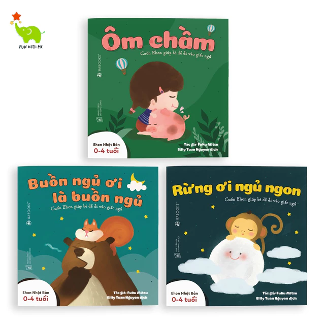 Sách Ehon - Giúp bé dễ đi vào giấc ngủ. Bộ 3 cuốn Buồn ngủ ơi là buồn ngủ - cho trẻ từ 0 - 4 tuổi