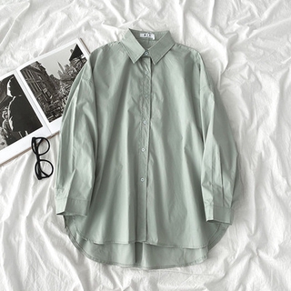 Áo Sơ Mi Nữ Tay Dài Dáng Rộng Phong Cách Hàn Quốc baju baju wanita Lenan panjang kemeja