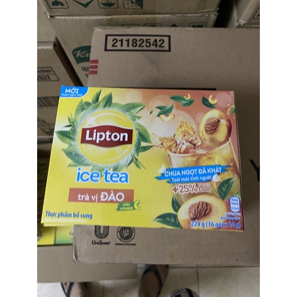 lipton trà đào / chanh hộp 16 gói x 14g