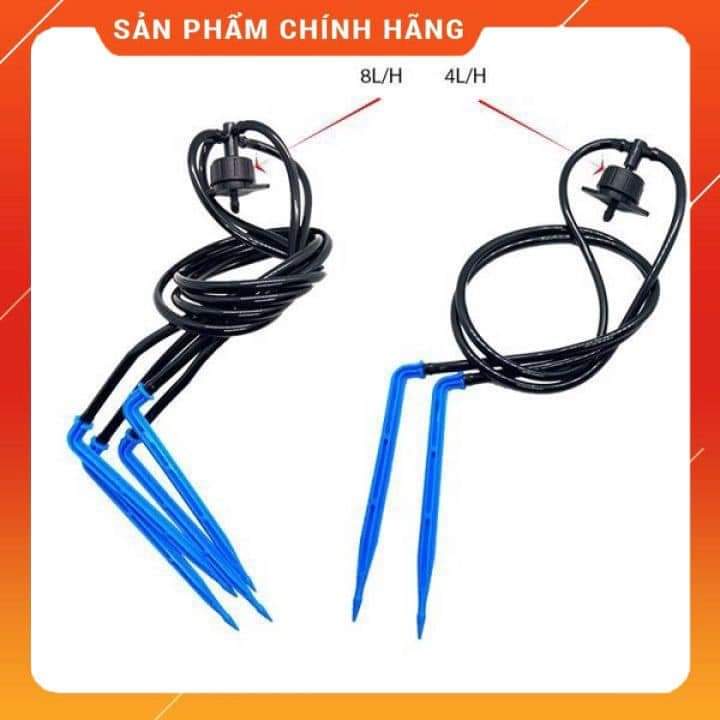 Bộ Tưới Nhỏ Giọt Có Bù Áp, Lưu Lượng 8 lít/giờ (Bộ 4 Que Cắm) -Siêu Tiết Kiệm Nước, Tưới Dưa Lưới, cây trồng bồn..