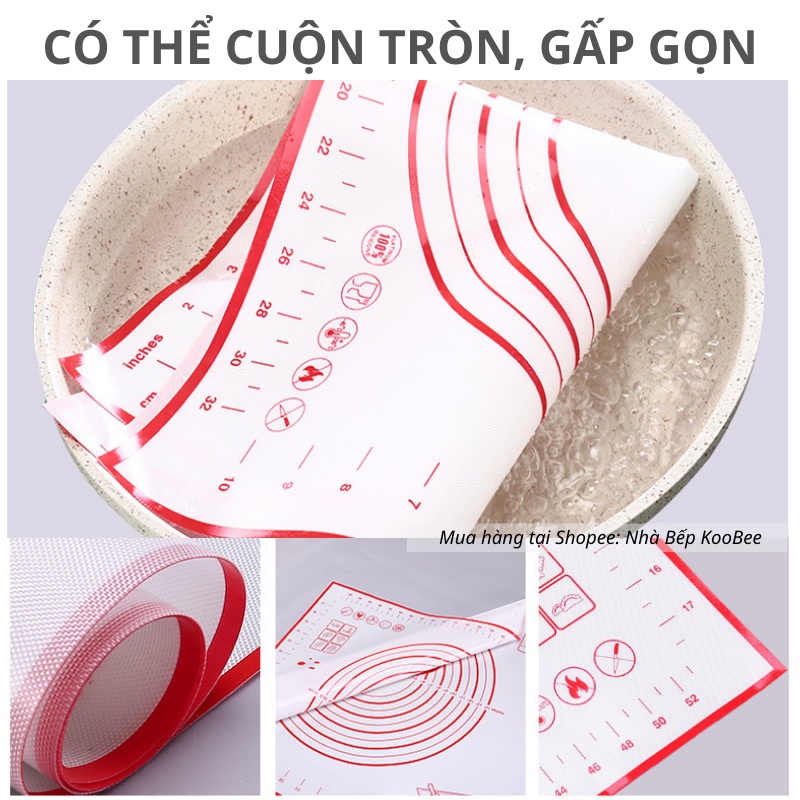 Thảm Silicon Nhào Bột Chống Dính KOOBEE – Có Vòng Tròn Và Thang Đo Kích Thước Tiện Lợi, Dễ Căn Bột Chuẩn (PKB21)