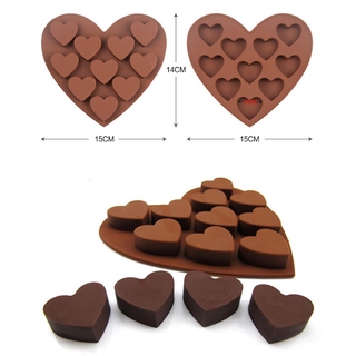 Khuôn Silicon Làm Socola,Thạch Rau Câu,Kẹo Dẻo,Pudding Trang Trí Hình 10 Trái Tim