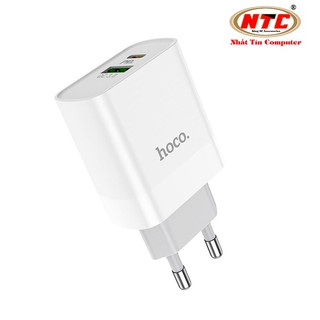 Củ sạc 2 cổng USB Hoco C80A chân tròn USB-A QC3.0 18W và Type-C PD20W (Trắng) - Phụ Kiện Nhất Tín